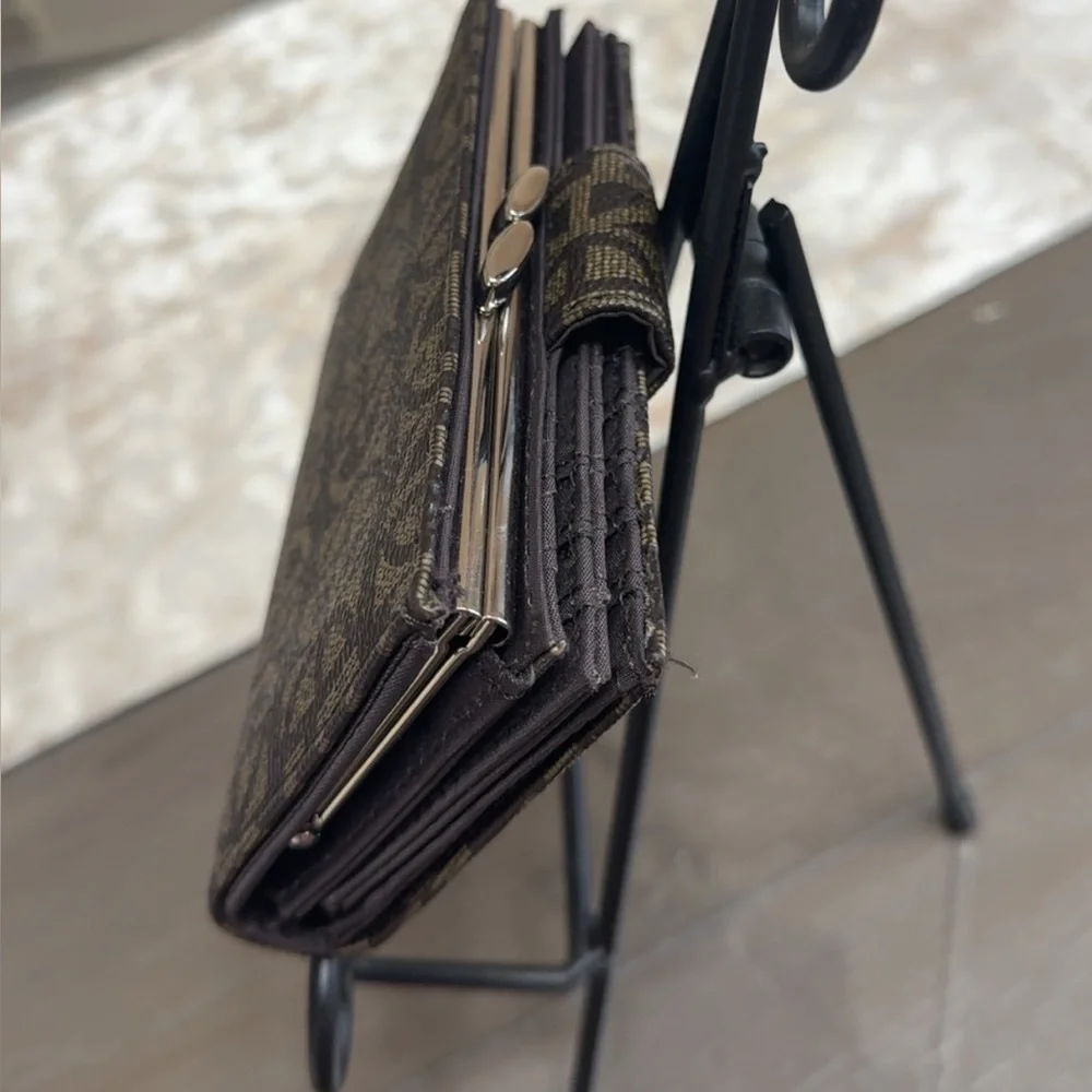 Giani Bernini Wallet Block Leather Framed Indexer Brown Multi Wallet AUTHENTIC